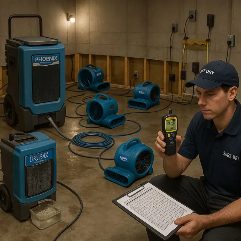 Structural Drying and Dehumidification process in Quebradillas Municipio, PR
